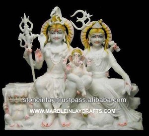 Statue de Shankar et de Parvati en marbre - Product Image 1
