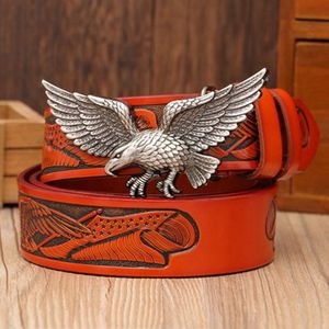 Cinturón de Cuero Estilo Western con Hebilla 3D de Águila, Cinturones de Piel de Vaca para <span class=keywords><strong>Hombre</strong></span>, Correa Casual con Hebilla Metálica para <span class=keywords><strong>Vaquero</strong></span> - Product Image 2