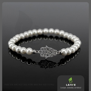 2015 <span class=keywords><strong>la</strong></span> venta superior CZ pavimenta perla pulsera brazalete <span class=keywords><strong>Hamsa</strong></span> - Product Image 1
