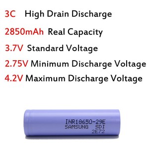 China , precio bajo! 3.7 v 29E 2850 mah recargable de iones de litio icr 18650 batería recargable de la batería mod para samsung - Product Image 2