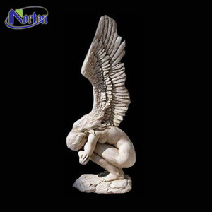 Su misura in marmo <span class=keywords><strong>maschio</strong></span> statua di <span class=keywords><strong>angelo</strong></span> con ali a grandezza naturale giardino moderno decorativo esterno intagliato a mano scultura per la chiesa di casa - Product Image 3