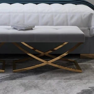 Button Tufted Bedroom Ottoman Velvet <strong>Bench</strong> <strong>Sofa</strong> - Product Image 4