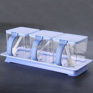 550ml 3 Part Square Entertainment Set <strong>Sessoning</strong> Rack Spice Pots with Serving Spoons - Product Image 4