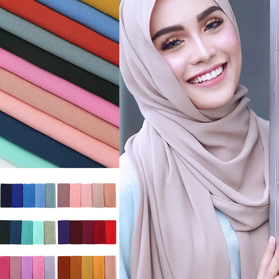 Chiffon Headscarf Muslim Hijab Arrival Popular Pearl New 2018 Abaya Women Girl Lady,women Middle East Adults Newest Plain Scarf
