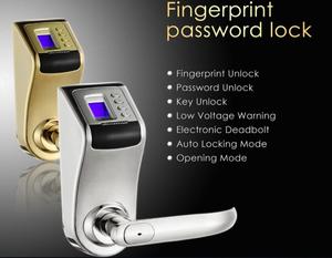 ( GL-580 ) <strong>Safe</strong> Fingerprint Door <strong>Lock</strong> <strong>With</strong> Password <strong>Keypad</strong>, Key Unlock, Chrome Plating Casing. - Product Image 5