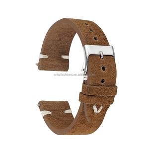<span class=keywords><strong>Cinturino</strong></span> per Orologio in Vera <span class=keywords><strong>Pelle</strong></span> <span class=keywords><strong>Scamosciata</strong></span> Morbida 18/20/22mm Stile Retrò con Barrette a Sgancio Rapido Marrone - Product Image 3