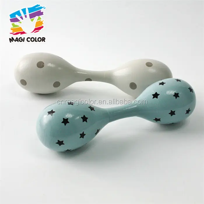 Maracas de madera de doble cabeza musicales para bebés, estilo simple, venta al por mayor, W07I130