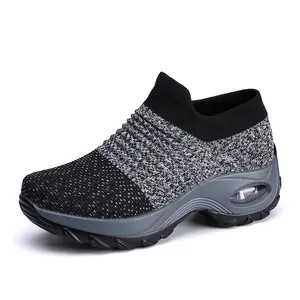 Sepatu Wanita Zapatillas De deportiva Mujer Air Cushion Sole OEM Platform Slip On Sneakers Women Running Shoes