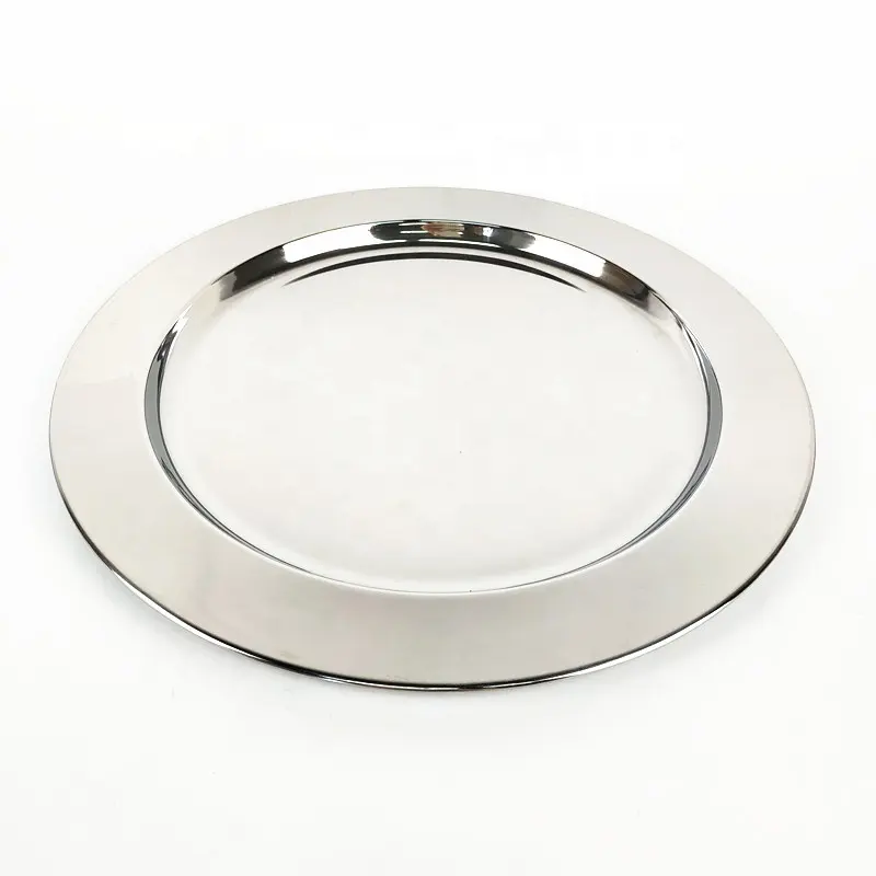 26cm Edelstahl runde Großhandel Silber platte Ladegeräte für die Hochzeit