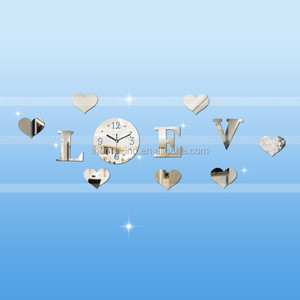 Etiqueta de la pared de san valentín en forma de corazón grande relojes de pared decorativos reloj de acrílico - Product Image 5
