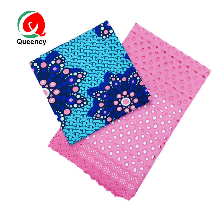 Набор розовых сухих кружев Queency из воска Анкары с хлопком, 5 ярдов ткани с Африканским принтом
