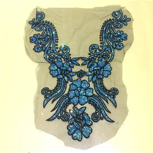 Shidao Dell'annata del collo paillettes ricamo guipure fiore patch di applique del merletto del collare per il vestito