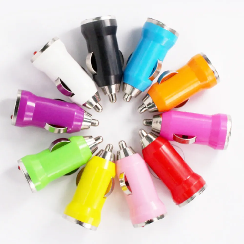 10 Color 5V/1A USB Car Charger for Mobile Phone Mini Car Charger