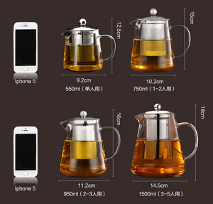 Théière résistante à la chaleur avec couvercle en acier inoxydable, verre borosilicate cafetière - Product Image 6