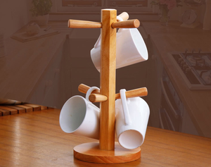 <strong>Wood</strong> <strong>Mug</strong> Rack <strong>Tree</strong>, <strong>Mug</strong> Hanging Display Rack Drinkware Shelf With 6 Hook <strong>Tree</strong> Shape <strong>Wood</strong> Coffee Tea Cup Storage Holder Stand Kit - Product Image 4