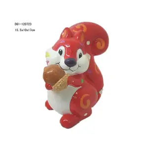 Ceramic Squirrel Piggy Money Coin Bank With Key