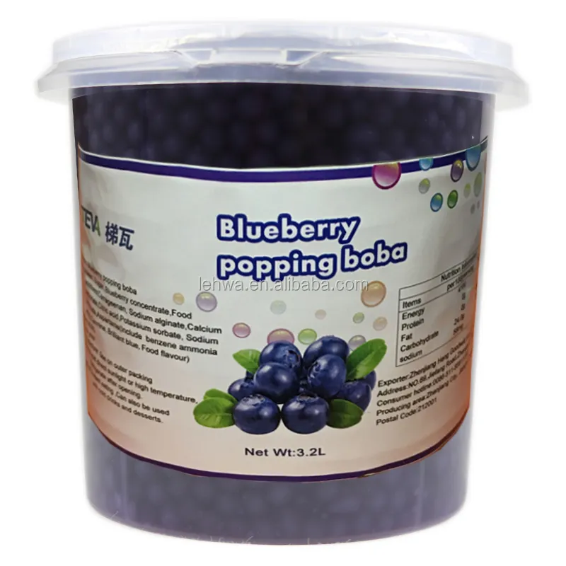 Blueberry flavor popping boba bubble tea ingredients