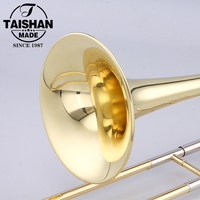 Gold Lacquer Alto Trombone with Bb Tone Brass Musical Instrument
