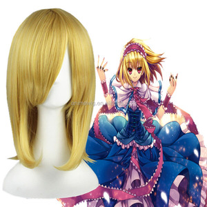 Peluca de pelo de Cosplay sintético para chicas rubias de longitud media de 45cm, Peluca de Cosplay de Anime Touhou Project Alice Margatroid - Product Image 1