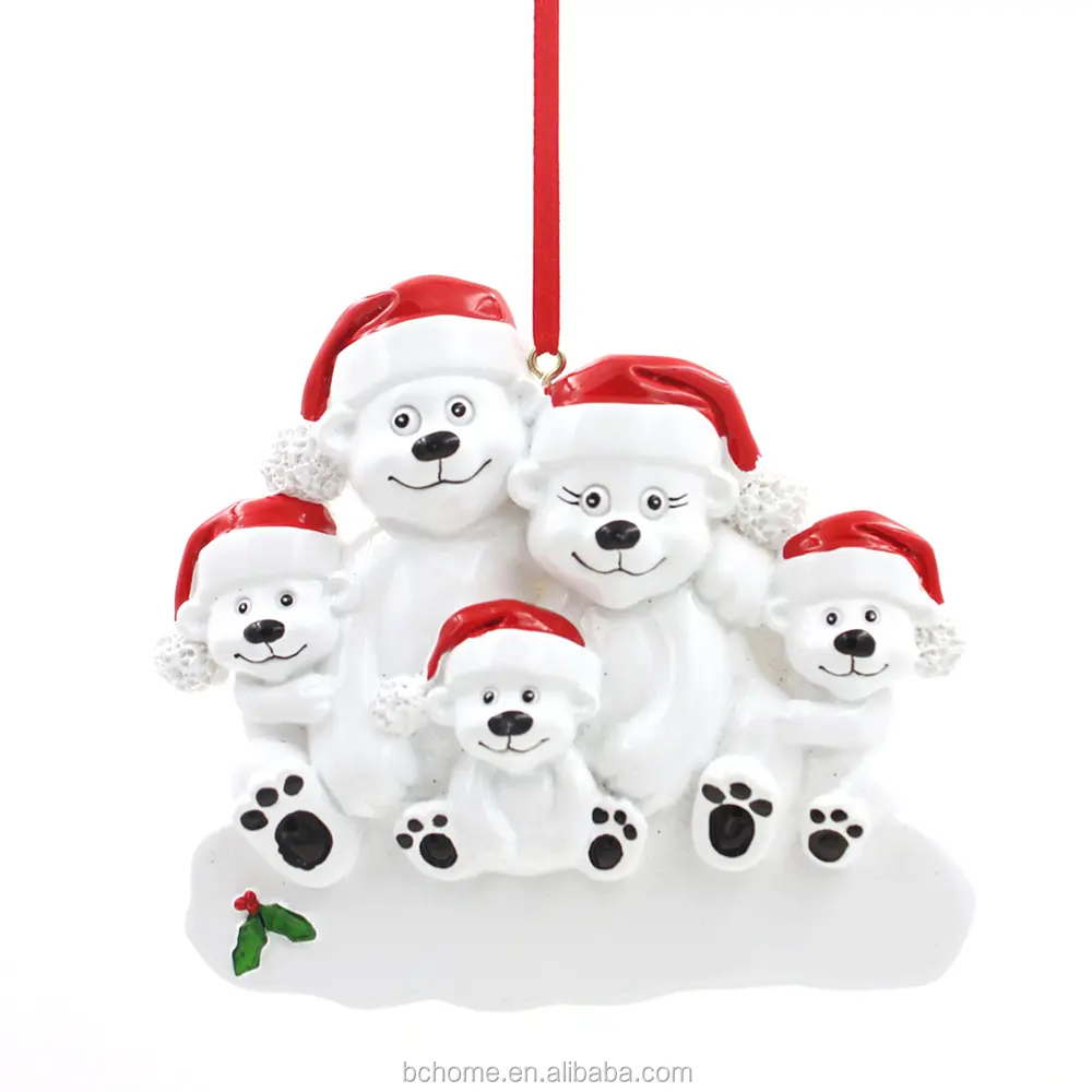 Personalize ornaments,Polarbear Family Of 4 Resin Personalized Christmas Tree Ornaments Wholesale