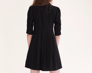 Ropa mujer 2017 otoño 3/4 reunidos manga camisa plisada vestido con incrustaciones calado recorte en la parte delantera - Product Image 2