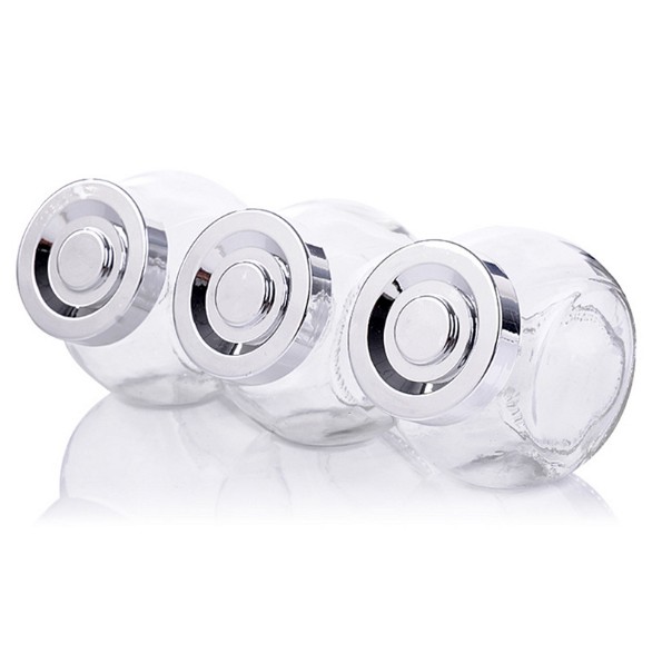 Wholesale Full Set Empty Spice and Seasoning Pot Jar Seasoning Glass Kitchen Food Storage Bottles & Jars Minimalist Cover Iron