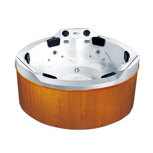 K-8992 Acryl Runde Holz fired whirlpool Große Badewanne Serie Im Freien Massage Spa Bad