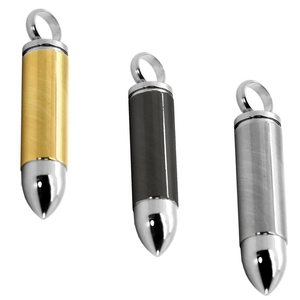 Collana da Uomo Hip Hop con Ciondolo a Proiettile in Acciaio Inossidabile, Gioiello Maschile alla Moda con Cavità Segreta - Product Image 2