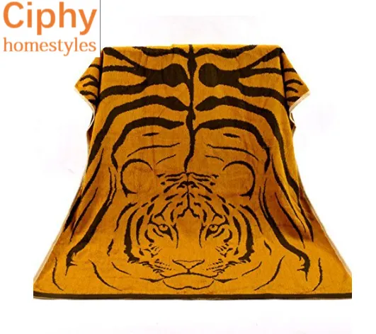 Tiger Jacquard Bamboo Cotton Velour Bath Towel Beach Towel