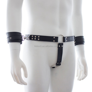 Cintura di Castità in Ecopelle per <span class=keywords><strong>Uomo</strong></span> con Imbracatura e Manette Annesse - Product Image 2