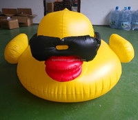 Grand canard jaune gonflable avec lunettes, matelas flottant pour piscine, jouets gonflables à monter, grands animaux flottants