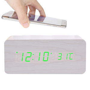 Reloj Despertador Creativo Universal de Madera con LED y Cargador Inalámbrico QI para <span class=keywords><strong>Teléfono</strong></span> Móvil - Product Image 4