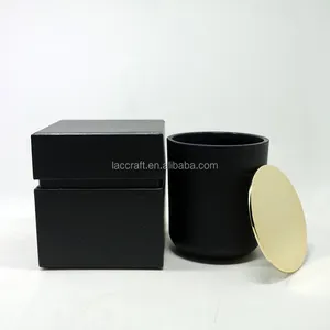 Classic matte black candle jar daily decorative glass candle jar with copper lid