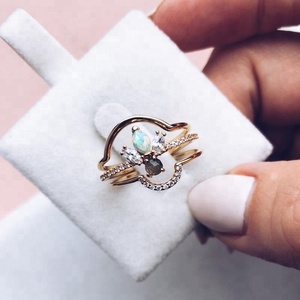 S925 perak murni cincin tumpuk bulan dengan cincin <span class=keywords><strong>opal</strong></span> alami pertunangan untuk wanita - Product Image 5