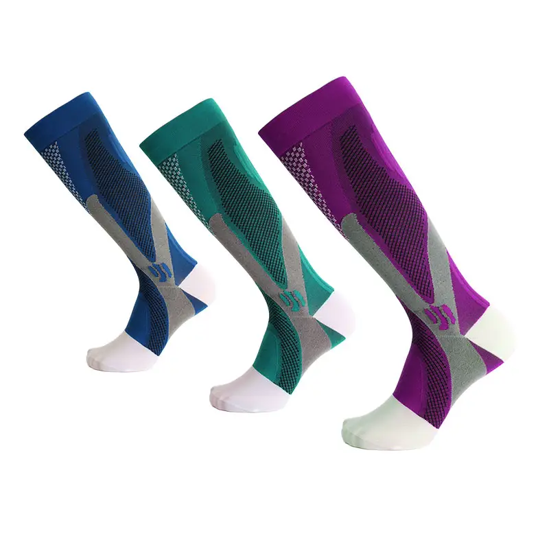 Athletic Sports Colorful Knitted Footless Socks Knee High Compression