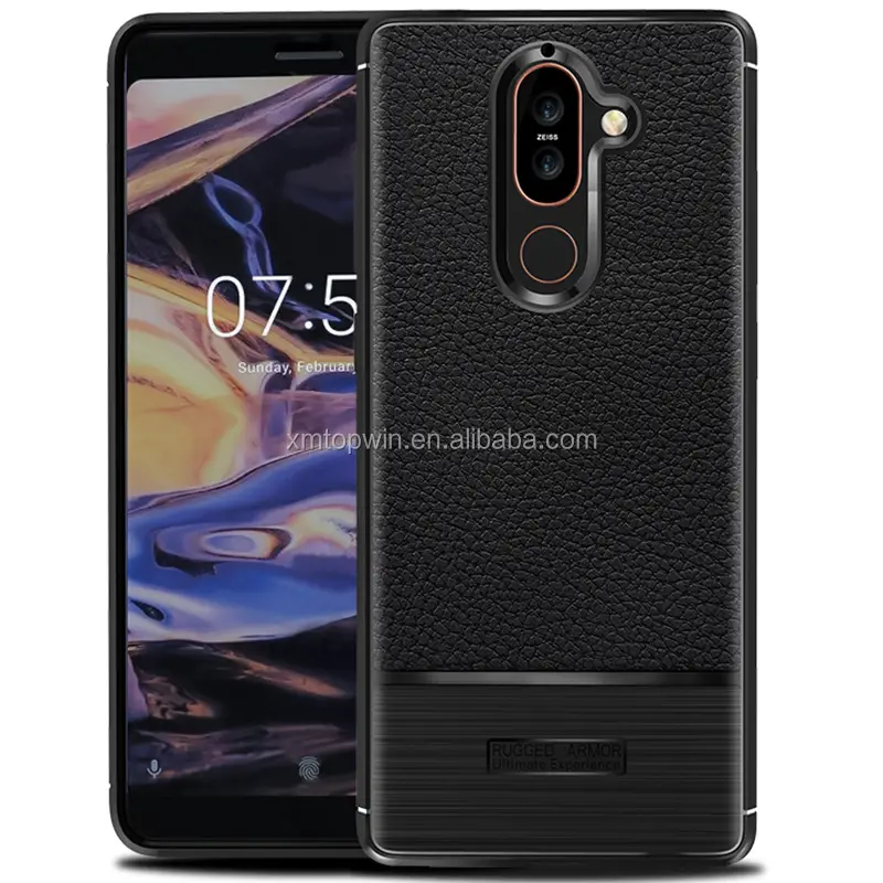 New SALE! High quality Litchi grain TPU Phone Back Case Cover For Nokia 7 plus