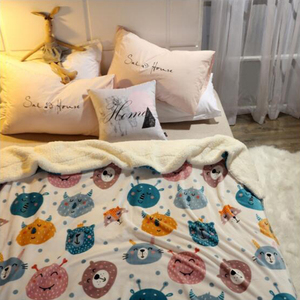 2 capas de punto cálido impreso cómodo 100% franela de poliéster de lana sherpa manta hecho en china - Product Image 2