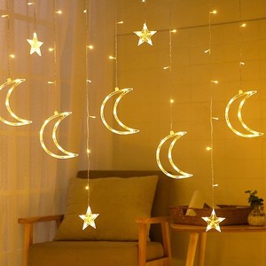 8 chế độ trong nhà ngoài trời giáng sinh ramadan Cổ Tích đèn <span class=keywords><strong>Led</strong></span> mặt trăng sao rèm cửa sổ Icicle chuỗi đèn cho kỳ nghỉ trang trí - Product Image 1
