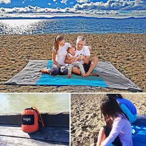 Impermeable llano teñido azul y gris paracaídas manta para picnic