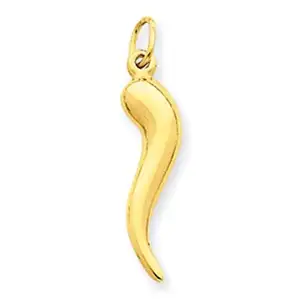 Pendentif porte-bonheur, bijou personnalisé, pendentif en forme de corne italien, or jaune, 14k, offre spéciale