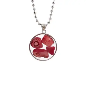Artificial rojo Coral resina collar de cristal Natural Colgante de Piedra de Gema collar de cadenas para las mujeres collares