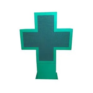 P5 farmacia علامة الصليب مزدوجة اللون P5 كامل اللون النيون الصيدلة علامة 3D LED شاشة عرض بشكل صليب في الهواء الطلق للماء 480x480mm
