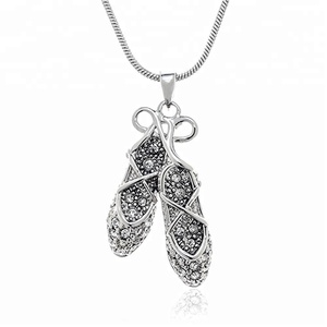 Métal Bling Strass Ballet Pantoufles Charme <span class=keywords><strong>Danse</strong></span> Pendentif Ballet Chaussures Collier Cadeaux Bijoux - Product Image 3