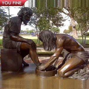 Estátua de pés de lavar jesus em bronze, tamanho de vida famosa