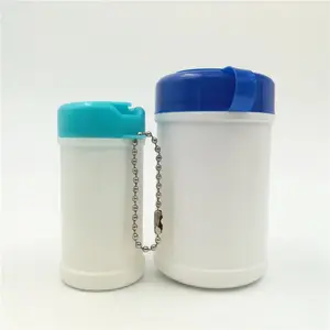 OEM OEM Empty frosted color PP material wipes canister with key chain