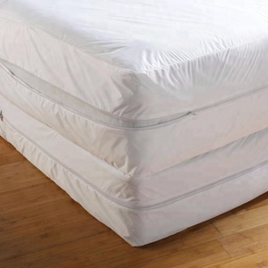 100% algodón antipolvo ácaros impermeable Funda de colchón con cremallera estilo liso cama Mat - Product Image 1