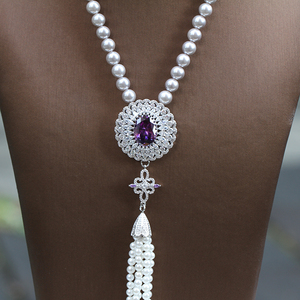 La maggior parte dei Popolari Delle Coperture Della Perla di Figura <span class=keywords><strong>Collana</strong></span> Lunga Del Pendente, <span class=keywords><strong>Collana</strong></span> Della Catena del Branello di Disegno Per La Ragazza del - Product Image 2