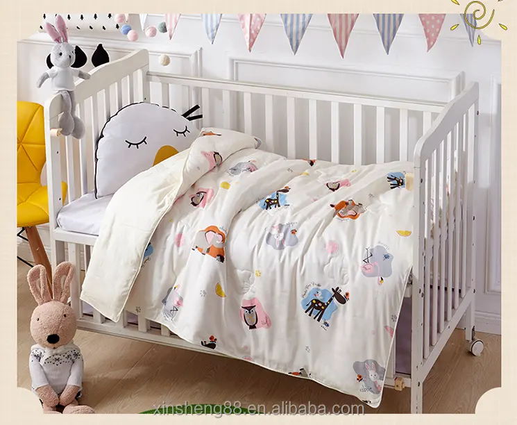 Conjunto de cama infantil de 100% algodão, conjunto de cama de berço de desenhos animados