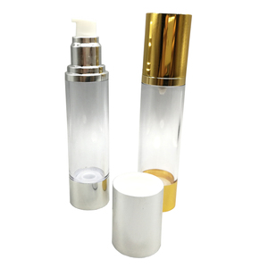 Clear Airless 15ml 20ml 25ml 30ml 50ml 80ml 100mL 120ml Botellas de loción de plástico redondas con bombas cosméticas de fondo superior de aluminio - Product Image 3