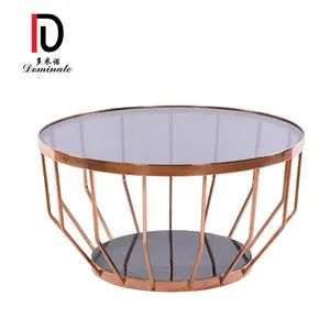 Di alta qualità in acciaio inox circolare telaio superiore e inferiore superficie di marmo soggiorno ricezione tavolo da tè di disegno